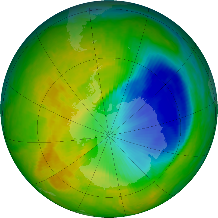 Antarctic ozone map for 07 November 2000